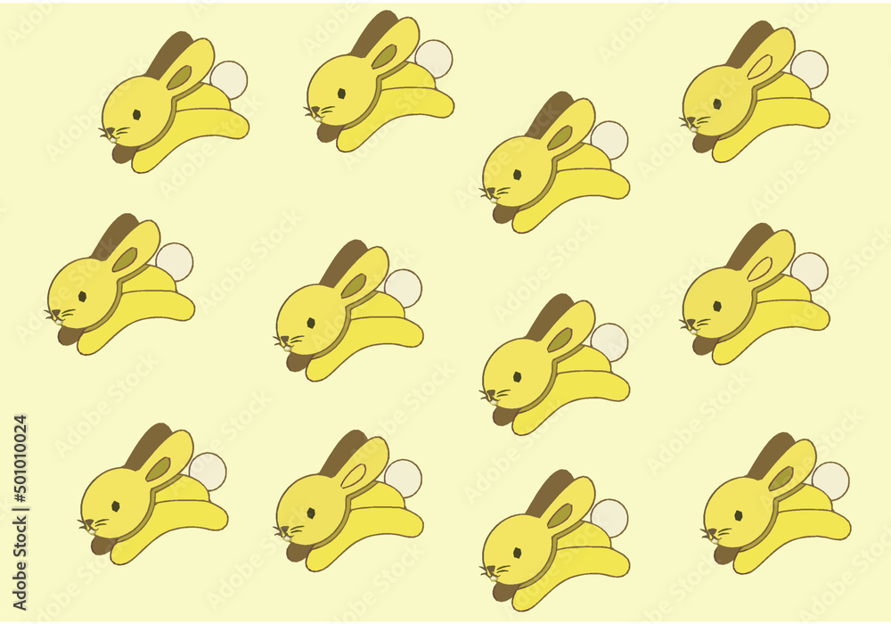 Yellow bunny, cute bunny, rabbit print, jumping bunny Yellow bunny, cute bunny, rabbit print, jumping bunny