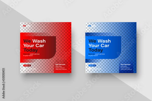 Car wash service square social media banner post template or car wash and clean service and repair  social media post template 