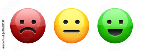 Rating scale or pain scale in the form of emoticons. Vector 3d clipart isolated on white background.