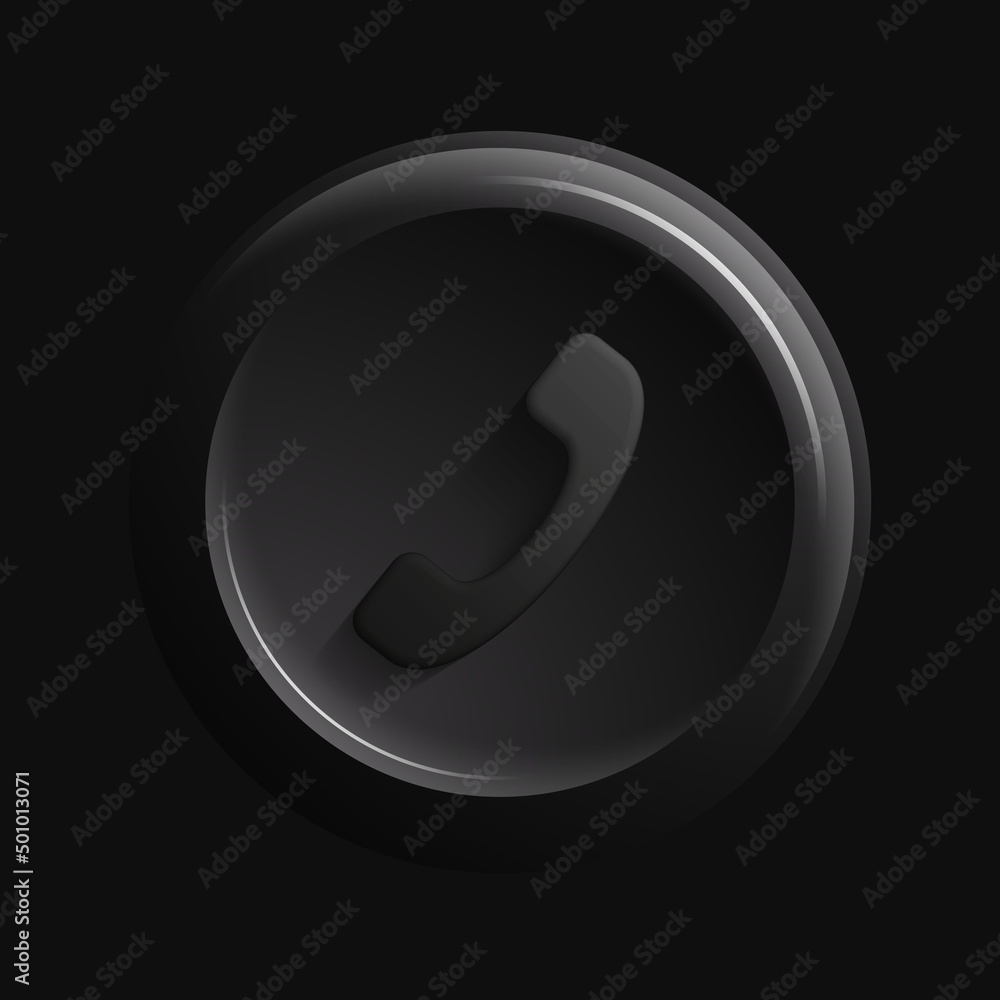 Black Call Icon. 3D Isolated Phone Button. Vector illustration Black Call Icon. 3D Isolated Phone Button. Vector illustration