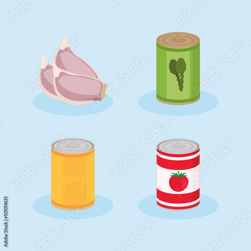 garlic and canned food