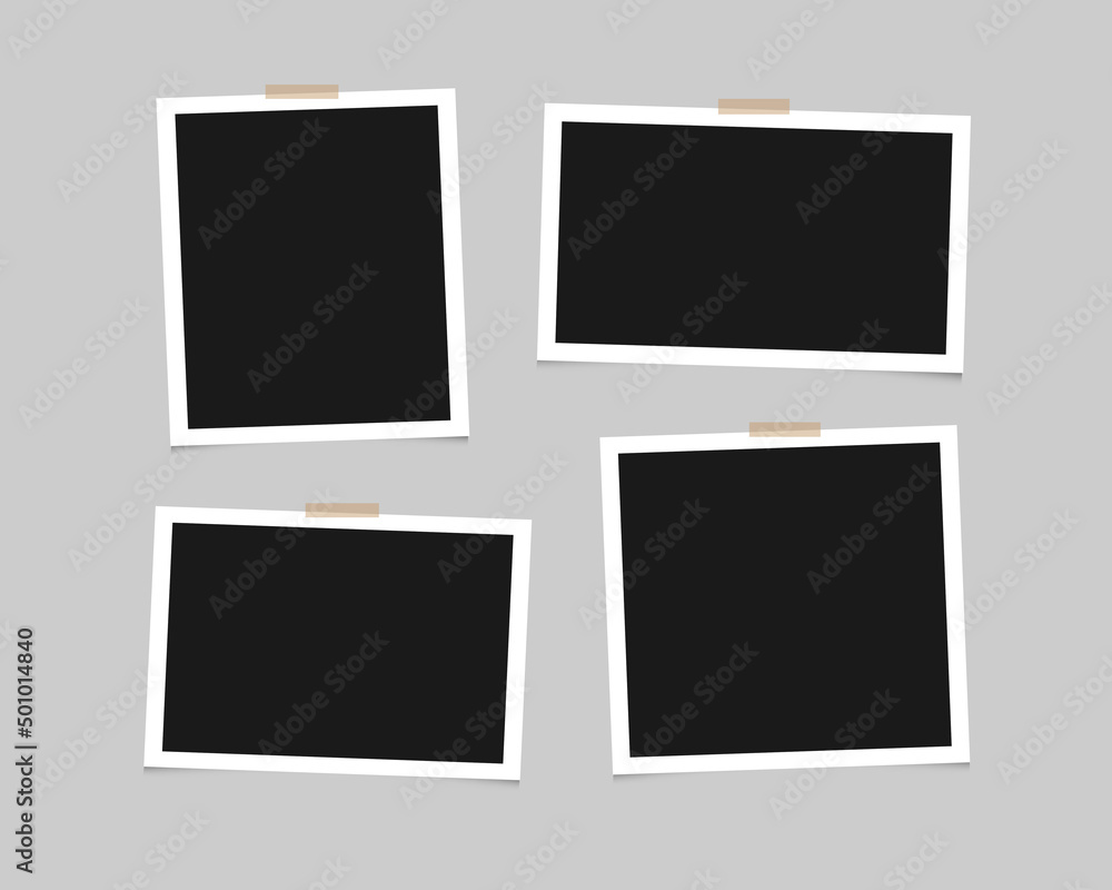 Realistic blank photo frames with scotch tape. Vector illustration EPS 10 Realistic blank photo frames with scotch tape. Vector illustration EPS 10