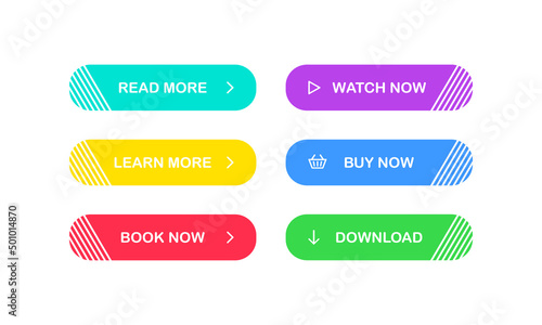 Web Buttons set. Read Learn more Book Watch Buy Download now. Vector EPS 10