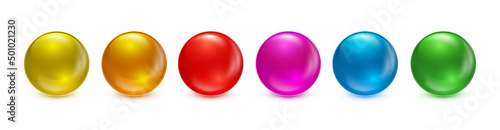 Vector balls set. Collection of abstract colorful balls with shadow. Glossy spheres isolated on white background. Vector stock illustration EPS10