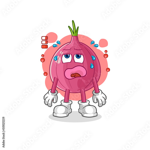 red onion low battery mascot. cartoon vector