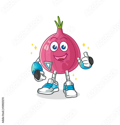 red onion robot character. cartoon mascot vector
