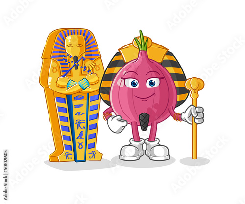 red onion ancient egypt cartoon. cartoon mascot vector