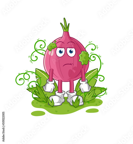 red onion waiting too long mascot. cartoon vector