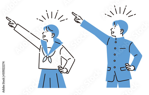 目標を指差す中学生の男女