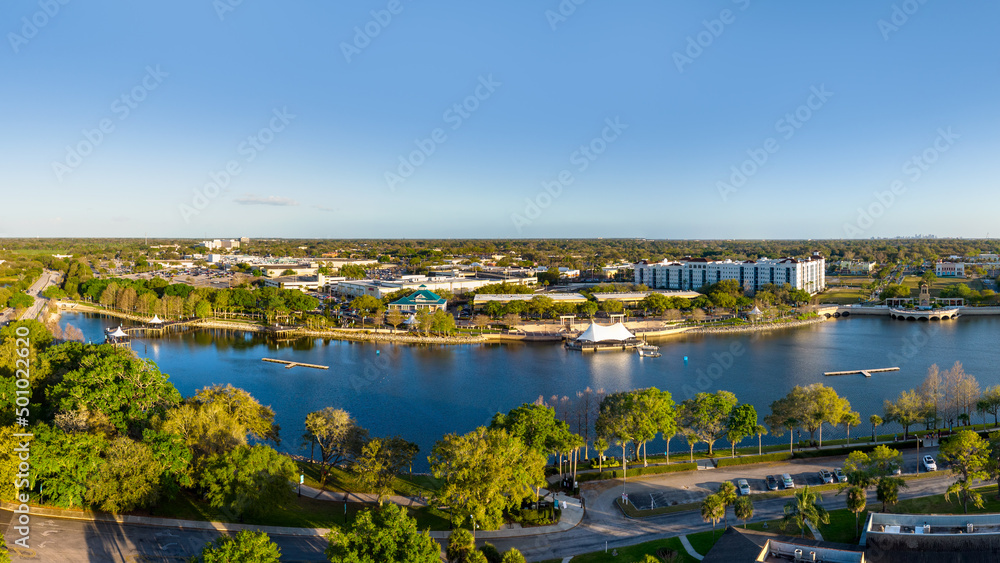 Fototapeta premium Aerial view of Cranes Roost, located in Altamonte Springs, Florida. March 6th 2022