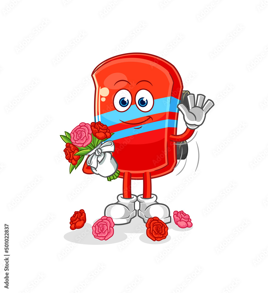 Obraz premium skateboard with bouquet mascot. cartoon vector