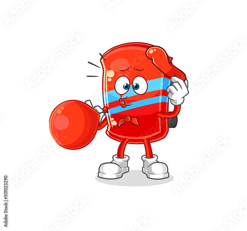 skateboard pantomime blowing balloon. cartoon mascot vector