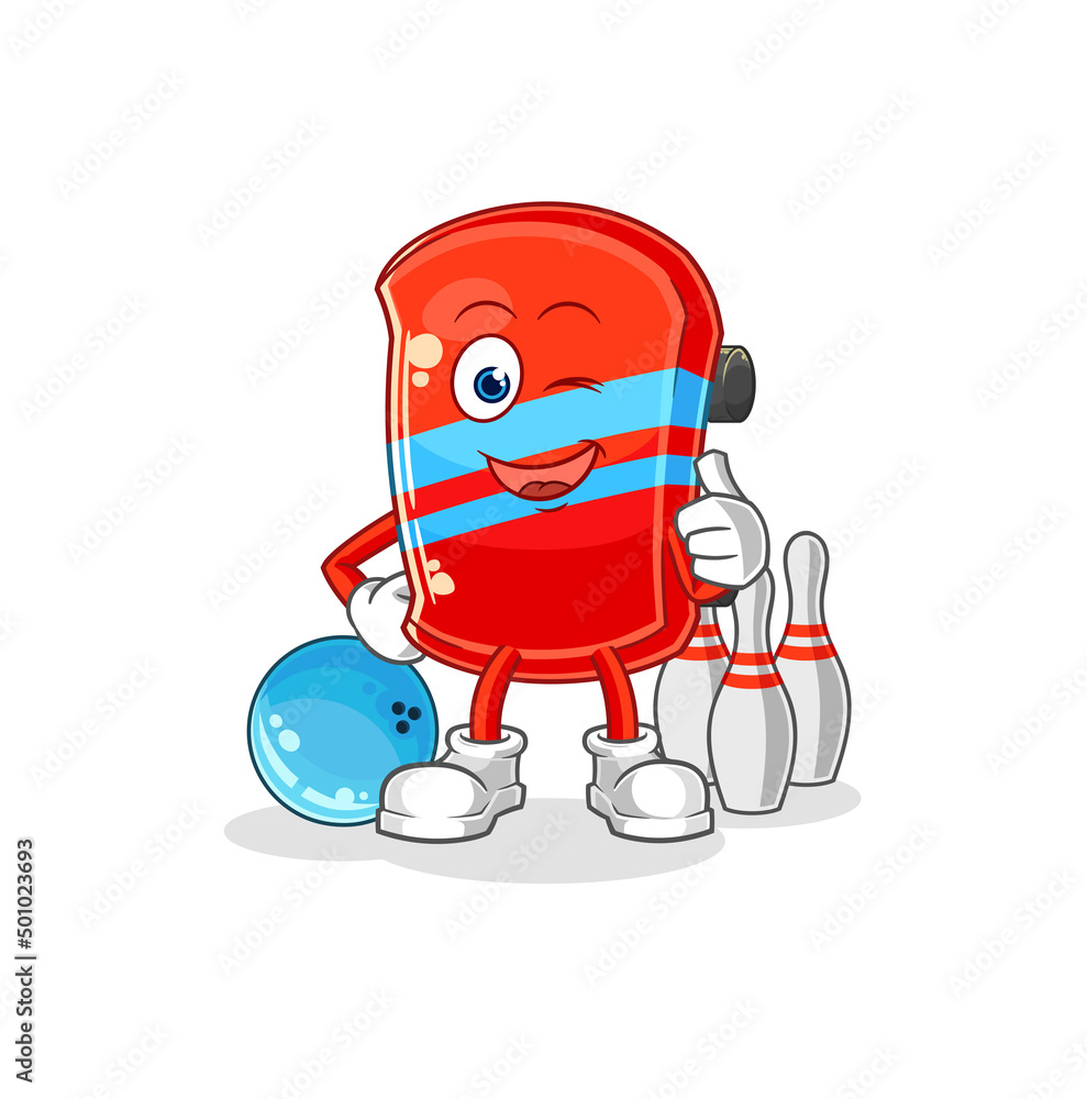 skateboard play bowling illustration. character vector
