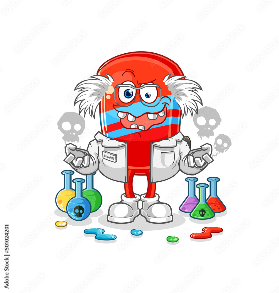 skateboard mad scientist illustration. character vector