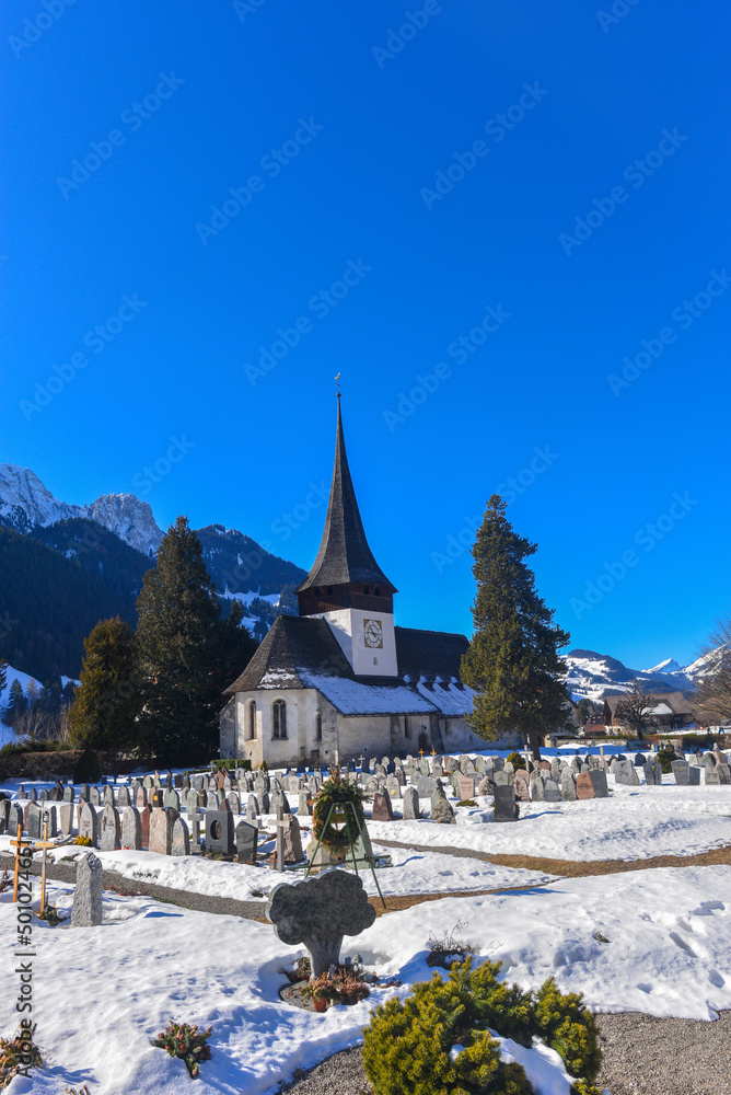 Reformierte Kirche Saint-Nicolas de Myre in Rougemont VD im Bezirk Riviera-Pays-d’Enhaut im Schweizer Kanton Waadt