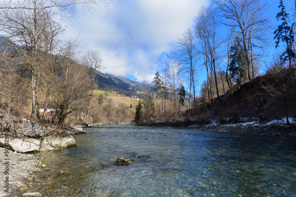Die Simme im Berner Oberland, Nahe Boltigen, Schweiz