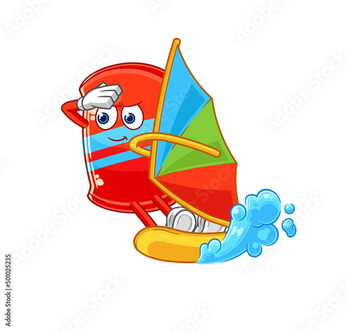 skateboard windsurfing character. mascot vector