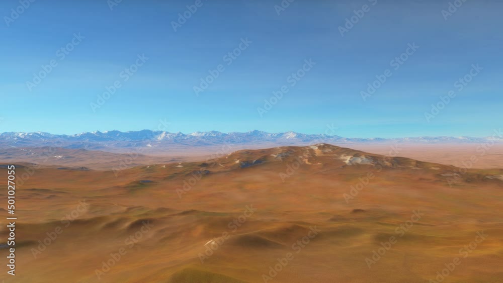 Cinematic flight along a rocky exoplanet with Earth-like features in the Milky Way during sunset Cinematic flight along a rocky exoplanet with Earth-like features in the Milky Way during sunset