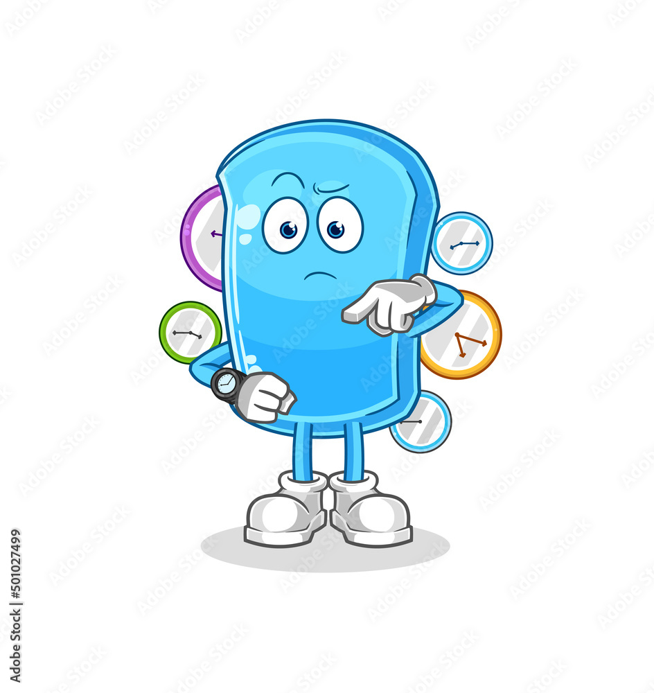 Naklejka premium ski board with wristwatch cartoon. cartoon mascot vector