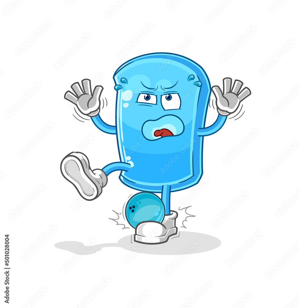 Obraz premium ski board hiten by bowling cartoon. cartoon mascot vector