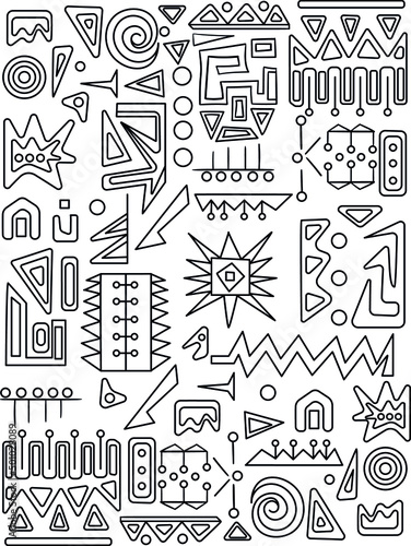 square triangular outlines for coloring book polygonal abstract close up many details