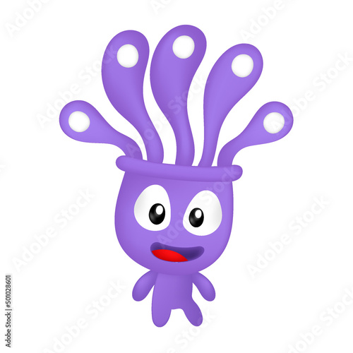 the monster with the tentacle on the purple head, doodle icon image kawaii