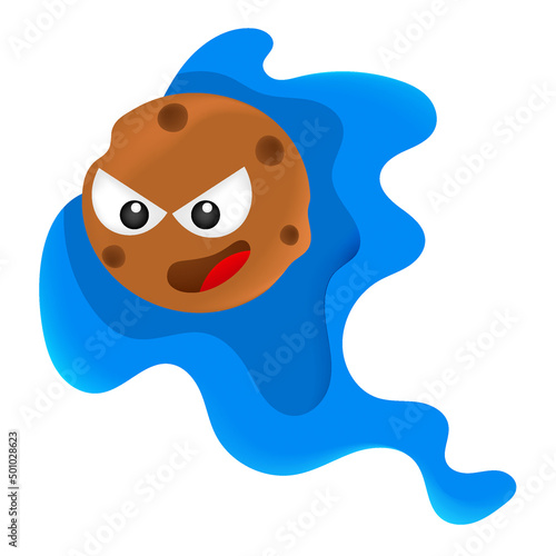 cocky faced brown cookie meteor, doodle icon image kawaii