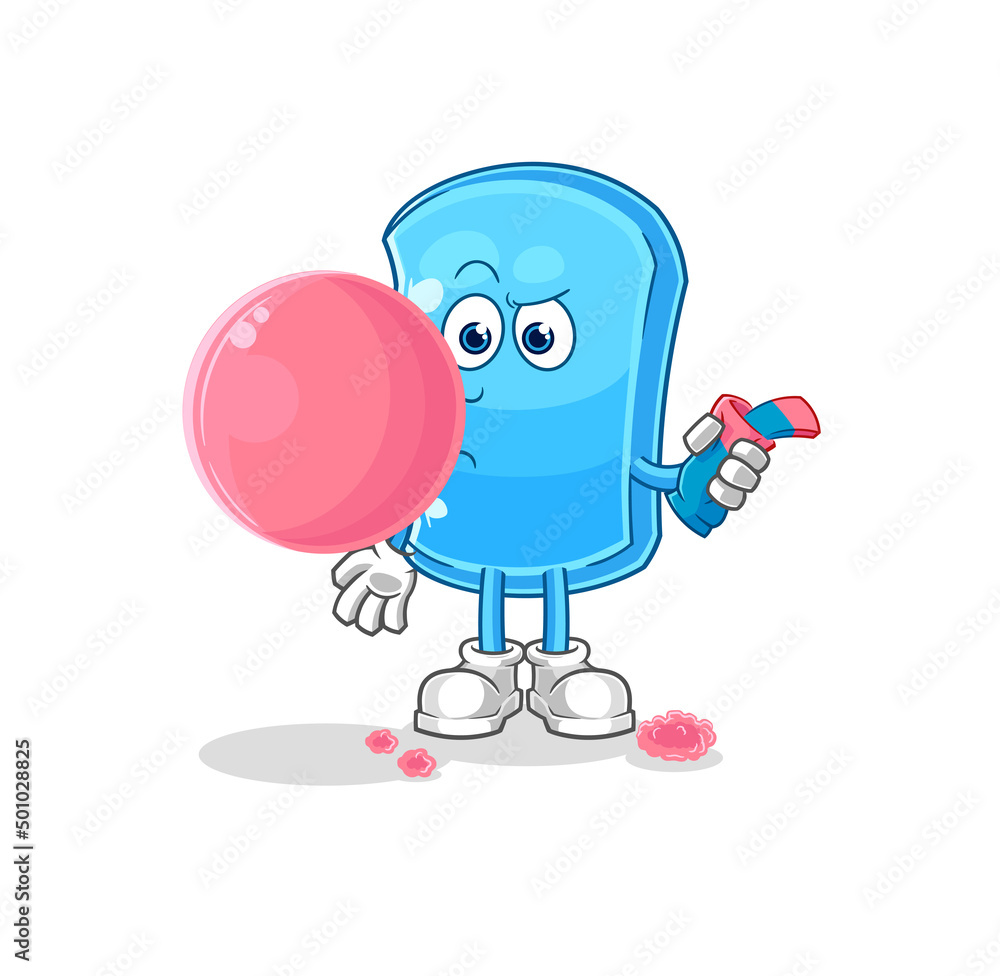 ski board chewing gum vector. cartoon character
