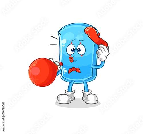 ski board pantomime blowing balloon. cartoon mascot vector