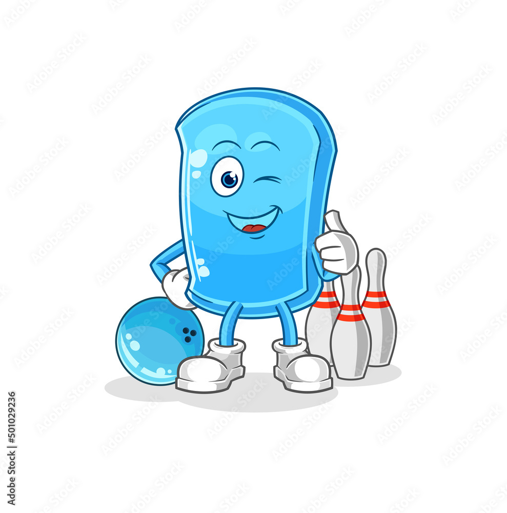 ski board play bowling illustration. character vector