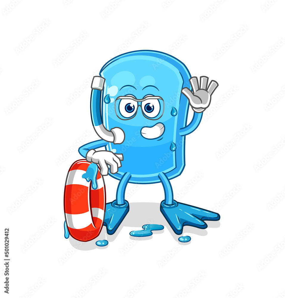 ski board swimmer with buoy mascot. cartoon vector