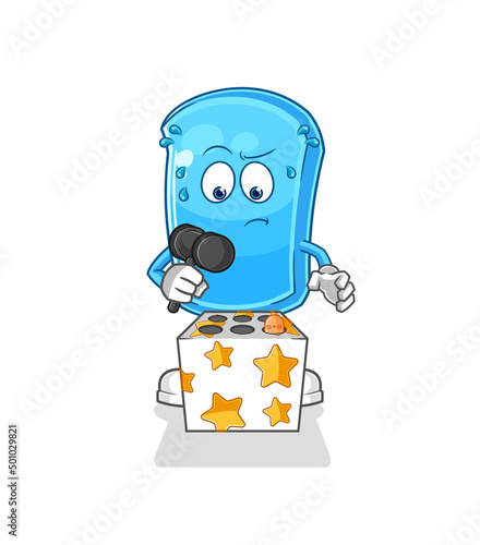 ski board play whack a mole mascot. cartoon vector