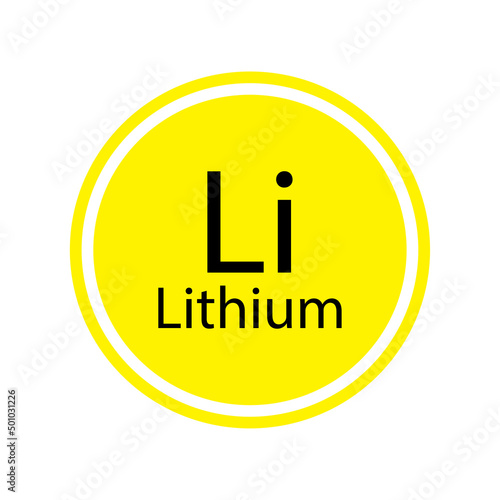 lithium element. Periodic table. Chemical element. Vector illustration. stock image.