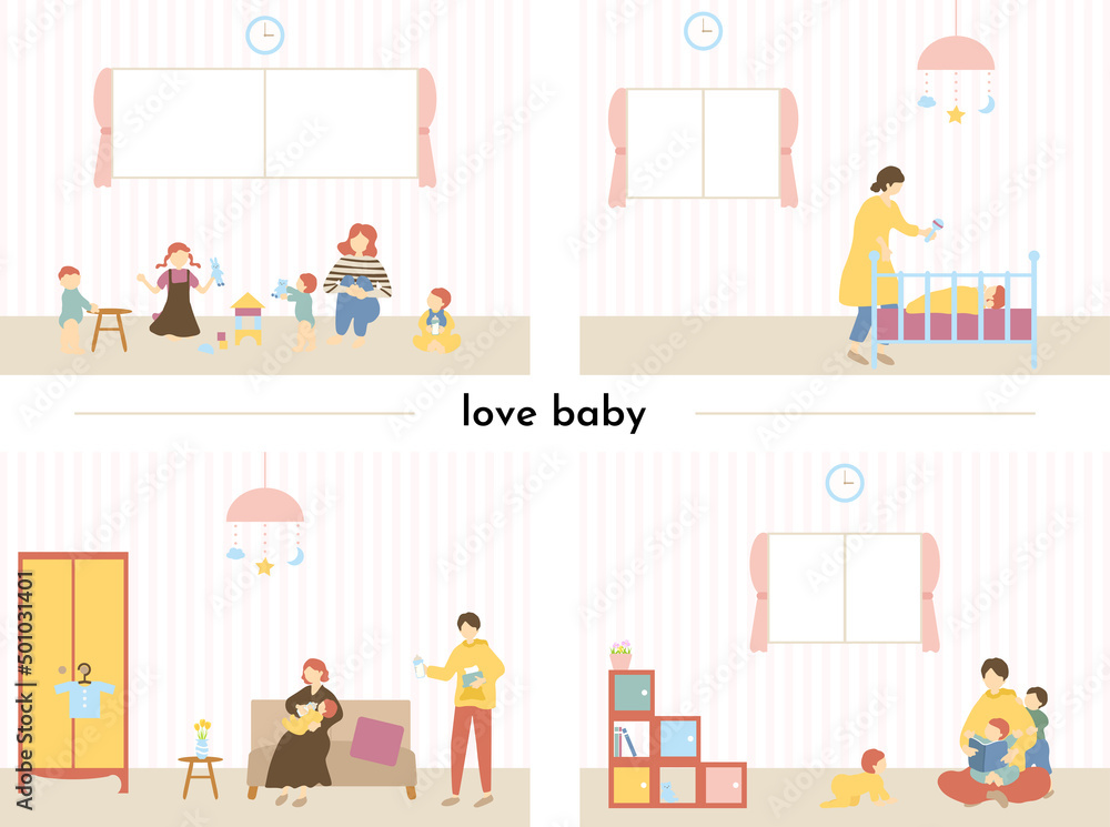 Fototapeta premium 家族の子育て セット 2