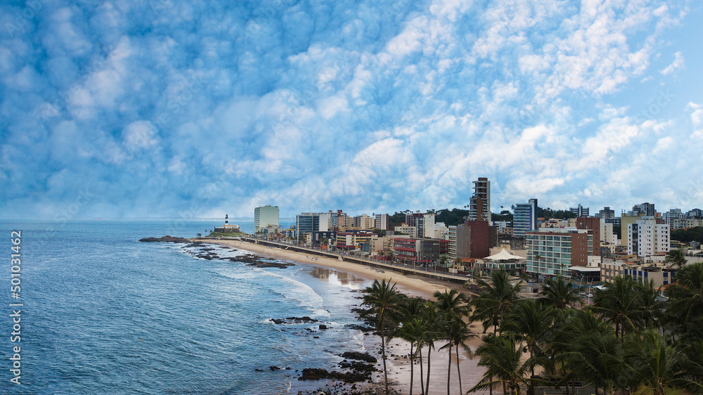 Fototapeta premium Aerial photo of Barra beach in Salvador Bahia Brazil