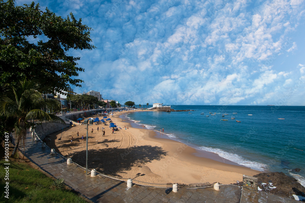 Beach of Porto da Barra in Salvador Bahia Brazil