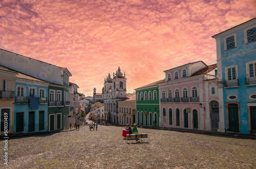 Historic center in Pelourinho in the city of Salvador Bahia Brazil photo
