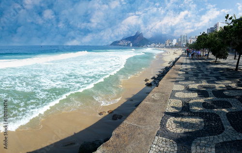 Ipanema Beach Rio de Janeiro Brazil with its famous geometric boardwalk