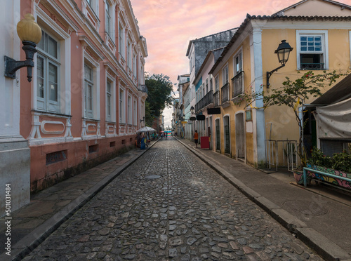 Ancient streets of Pelourinho in the city of Salvador Bahia Brazil