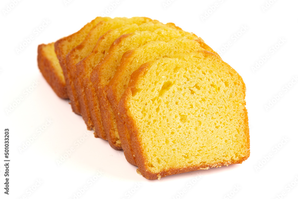 Sliced Lemon Cake on a White Background Sliced Lemon Cake on a White Background