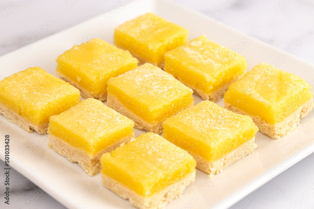 Batch of Lemon Bars on the Kitchen Counter Batch of Lemon Bars on the Kitchen Counter
