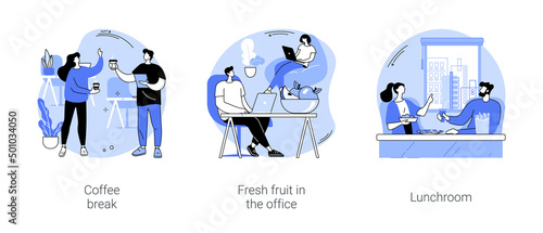 Food in the office isolated cartoon vector illustrations se