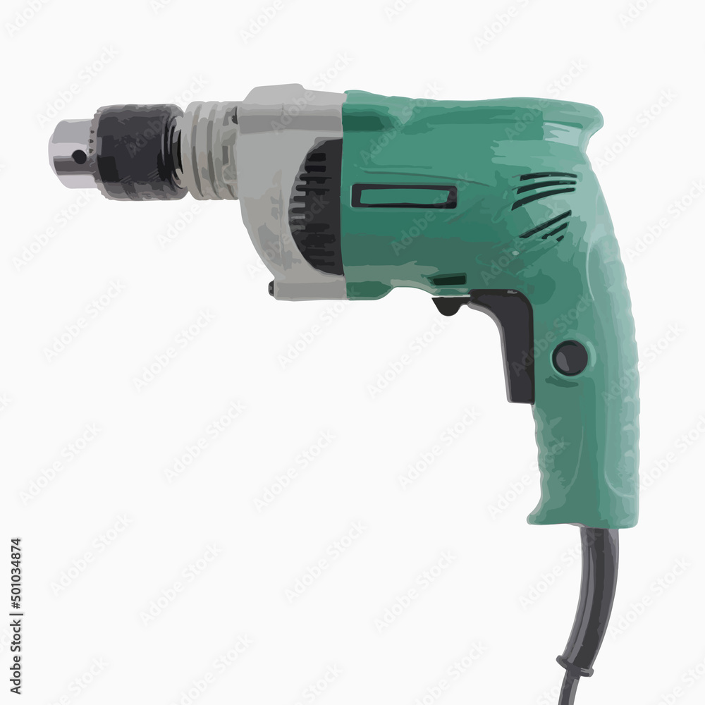 3d electric drill on white background 3d electric drill on white background