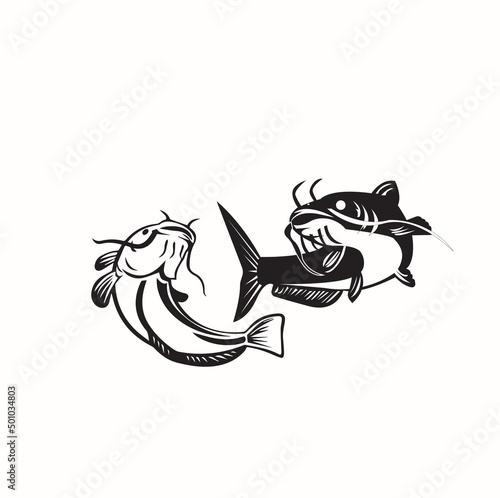 White background catfish vector icon illustration