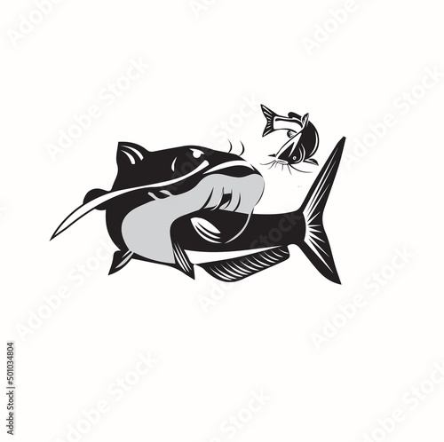 White background catfish vector icon illustration