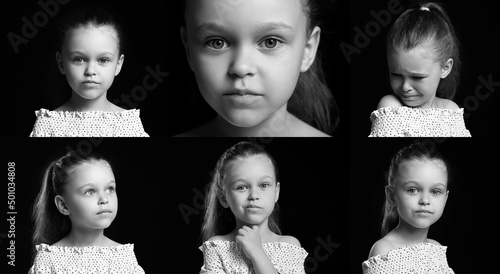 Set of little girl showing ...