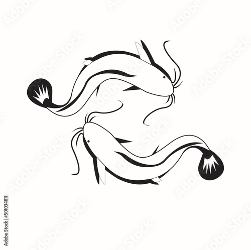 White background catfish vector icon illustration