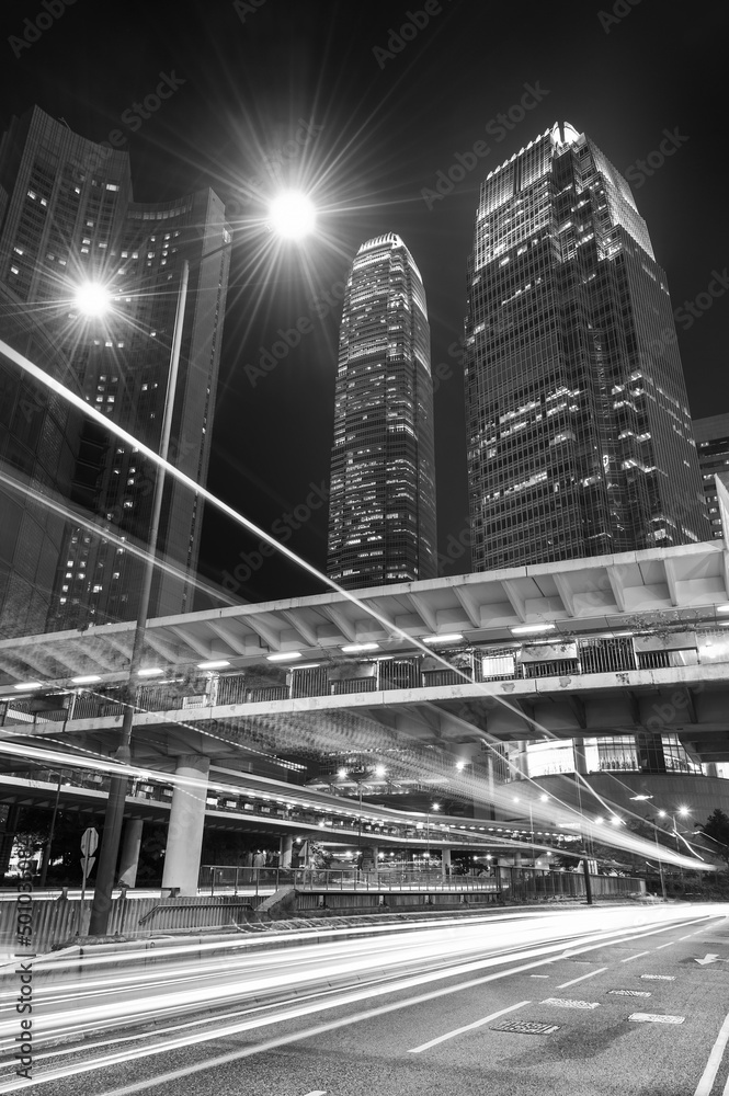 Night traffic in urban city