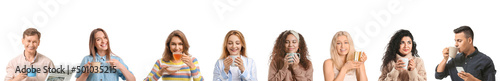 Set of different people dri...
