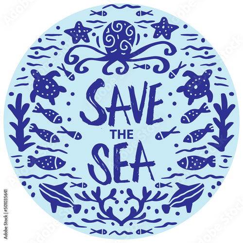 Save the sea concept. Poster design.